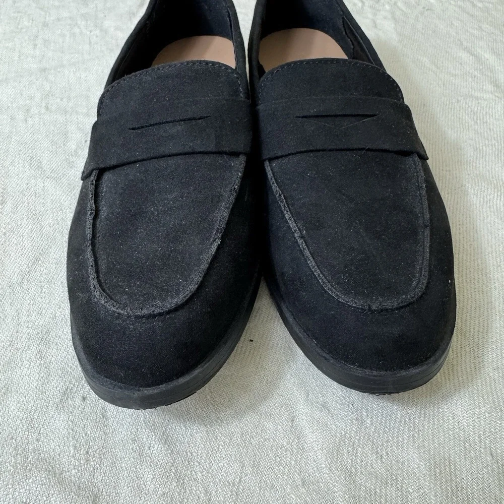 Old Navy Black Jack Jas Faux Suede Penny Loafers Shoes Womens 10 Dark Academia